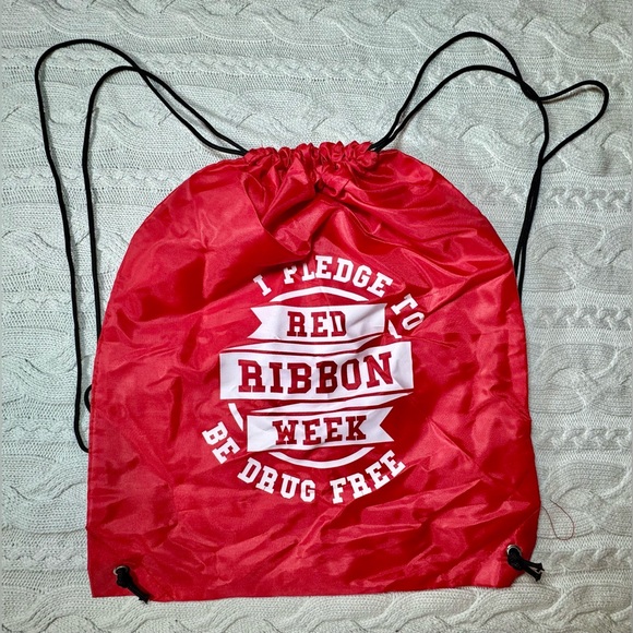 Red Ribbon Week Drawstring Bag - Picture 2 of 5